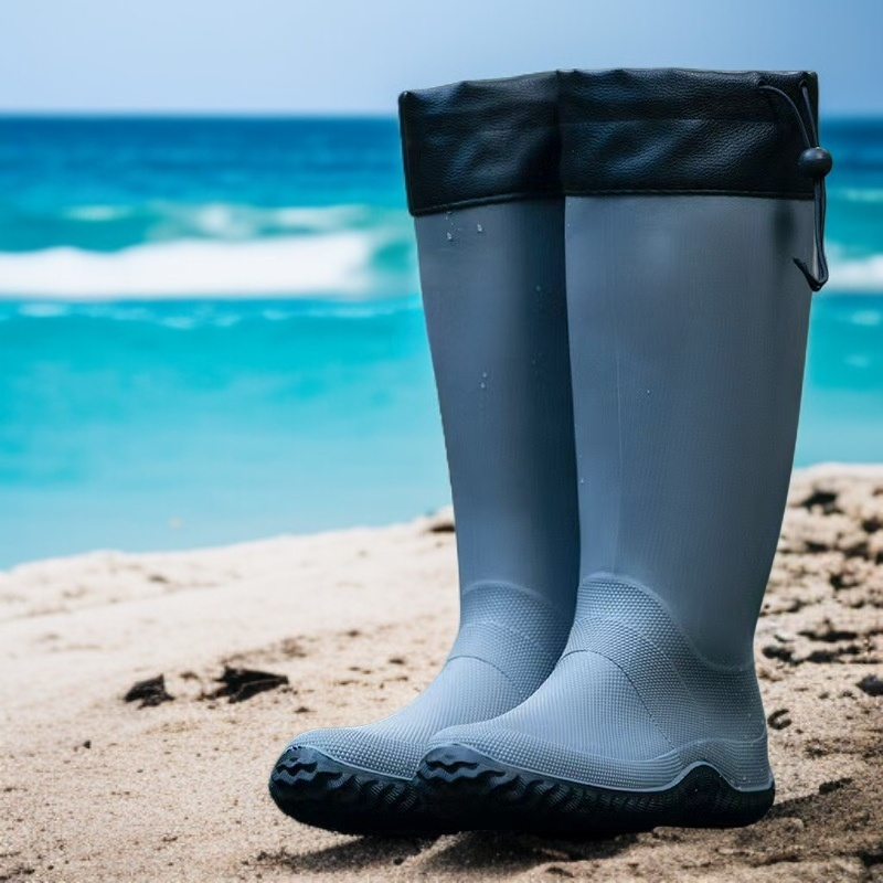 Non-slip sole detail of mid-calf rain boots