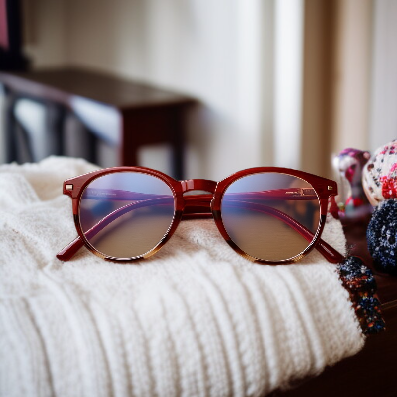 Vista frontal de la lupa antiradiación con espejo