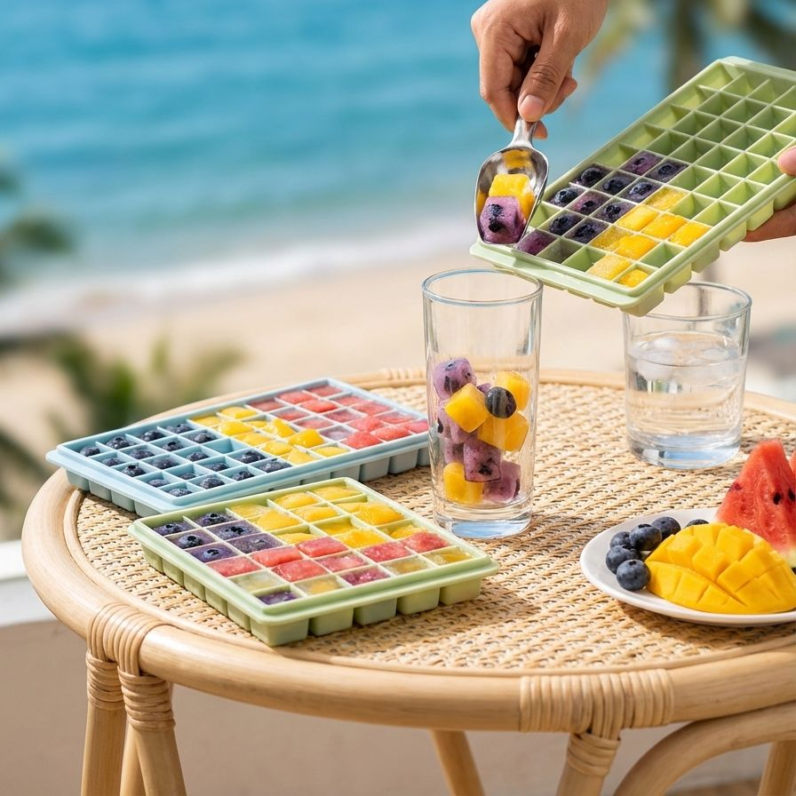 製氷皿から氷を取り出す様子