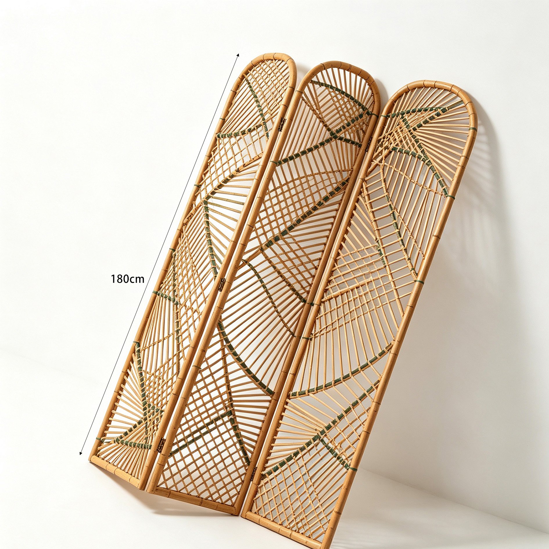 Natural rattan screen used as a privacy partition