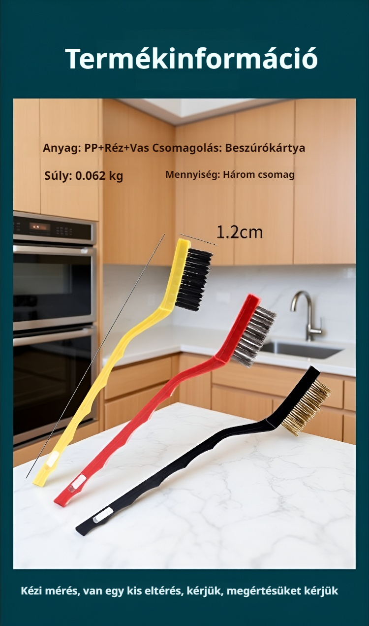 Konyhai eszköz gázrezsóhoz acél sörtékkel