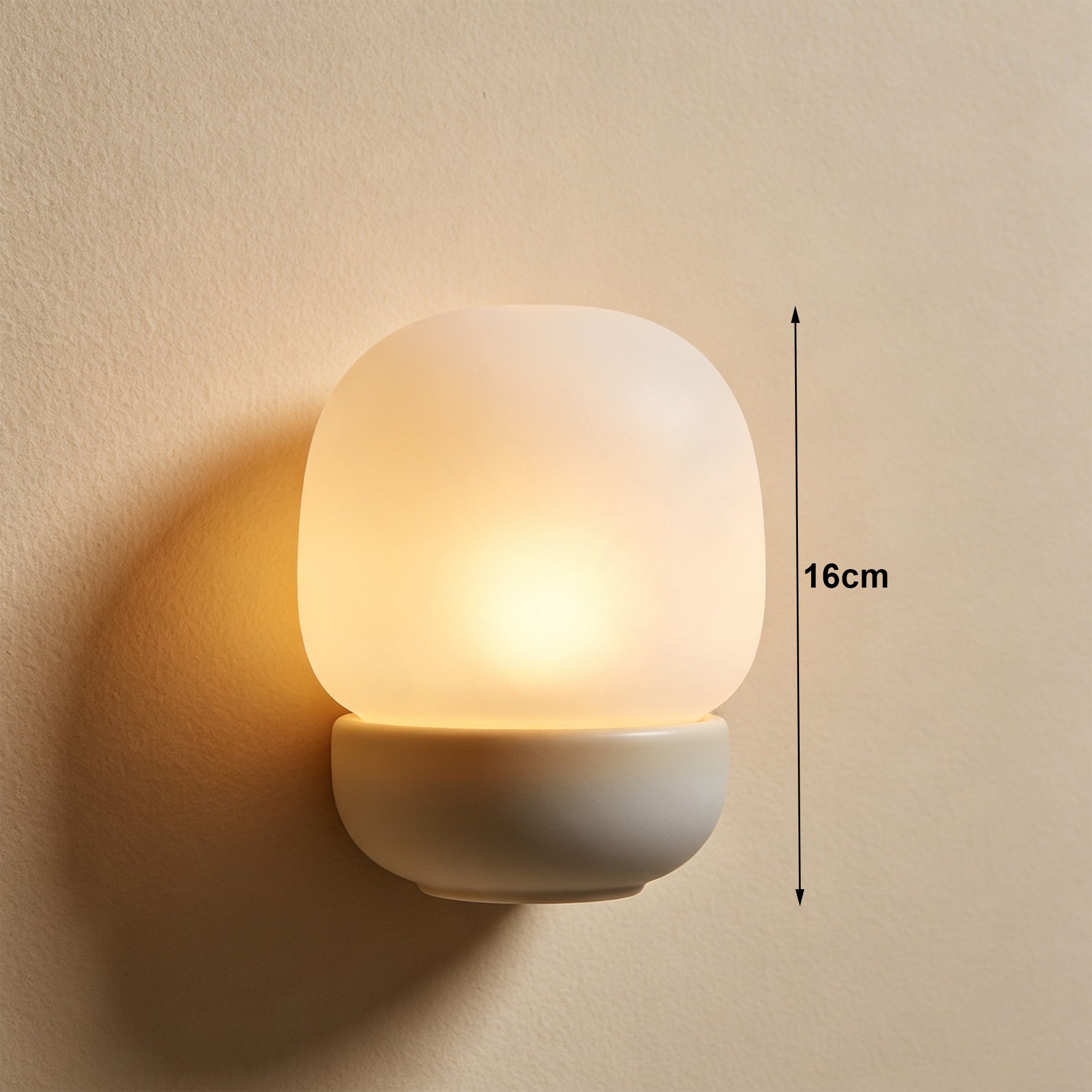 Elegant ceramic wall lamps installed above bedside tables