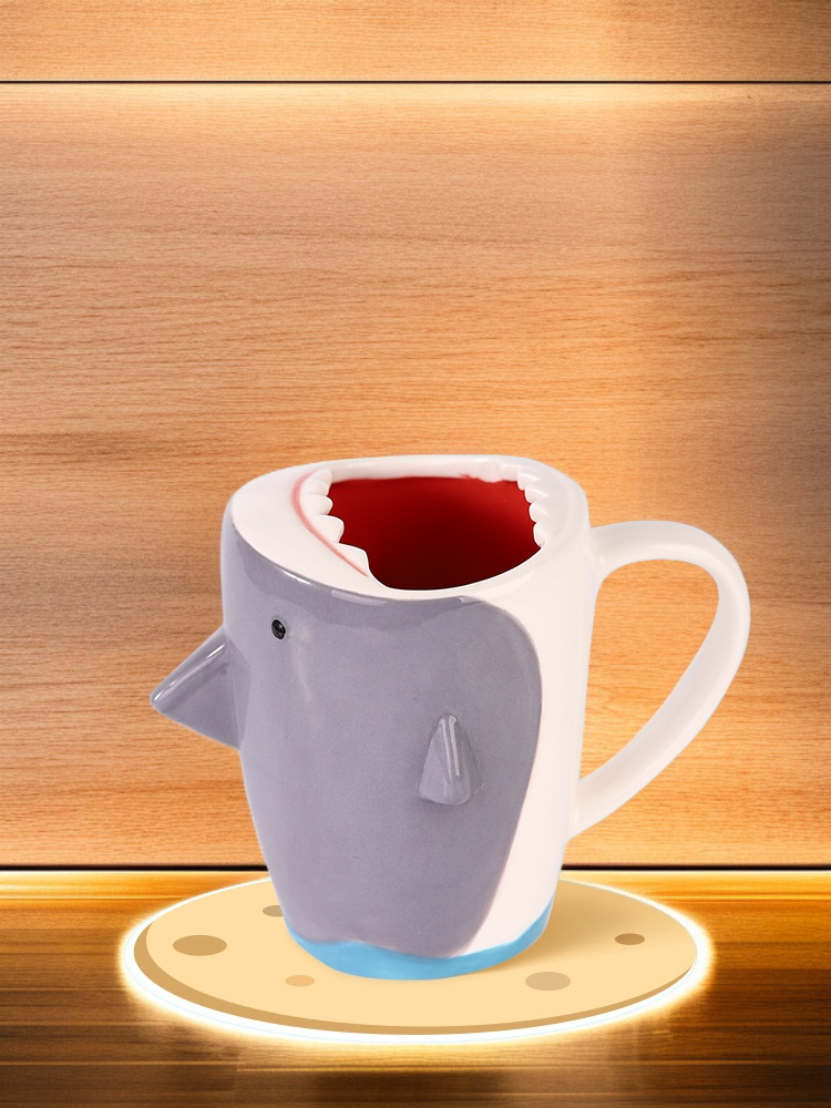 鯊魚陶瓷馬克杯容量展示