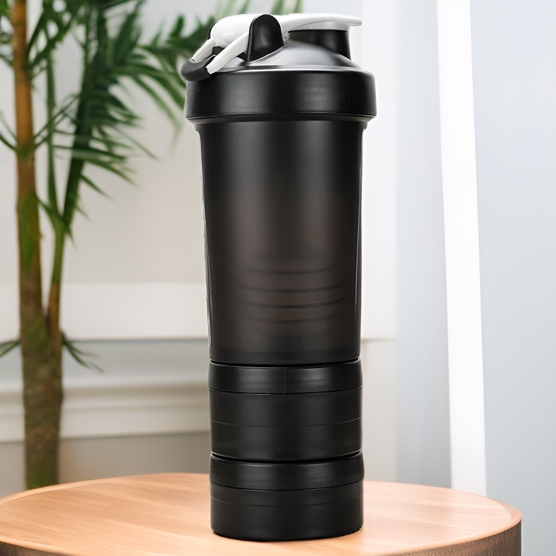 Multi-Layer Protein Shaker Cup Fitness Water Bottle