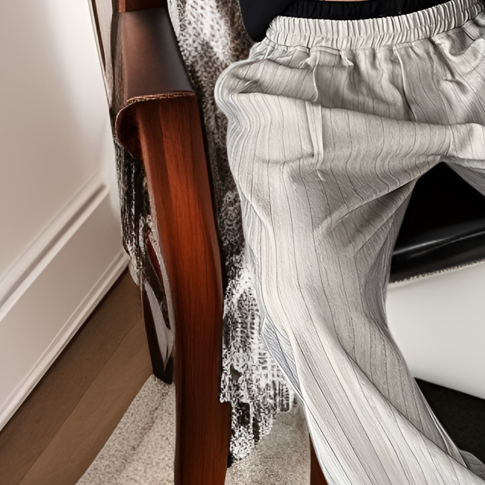 メンズカジュアルストライプストレートレッグルーズパンツ