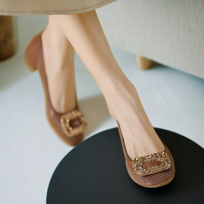 스퀘어힐 여성 펌프스 큐빅 오믈렛 스퀘어힐