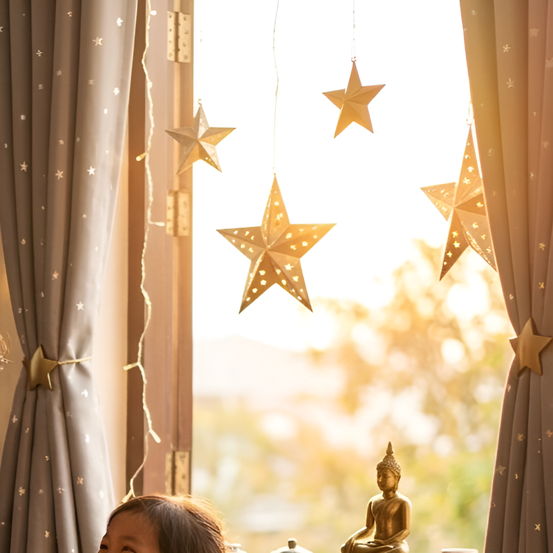 ที่คาดม่านแม่เหล็กดีไซน์รูปดาวและพระจันทร์