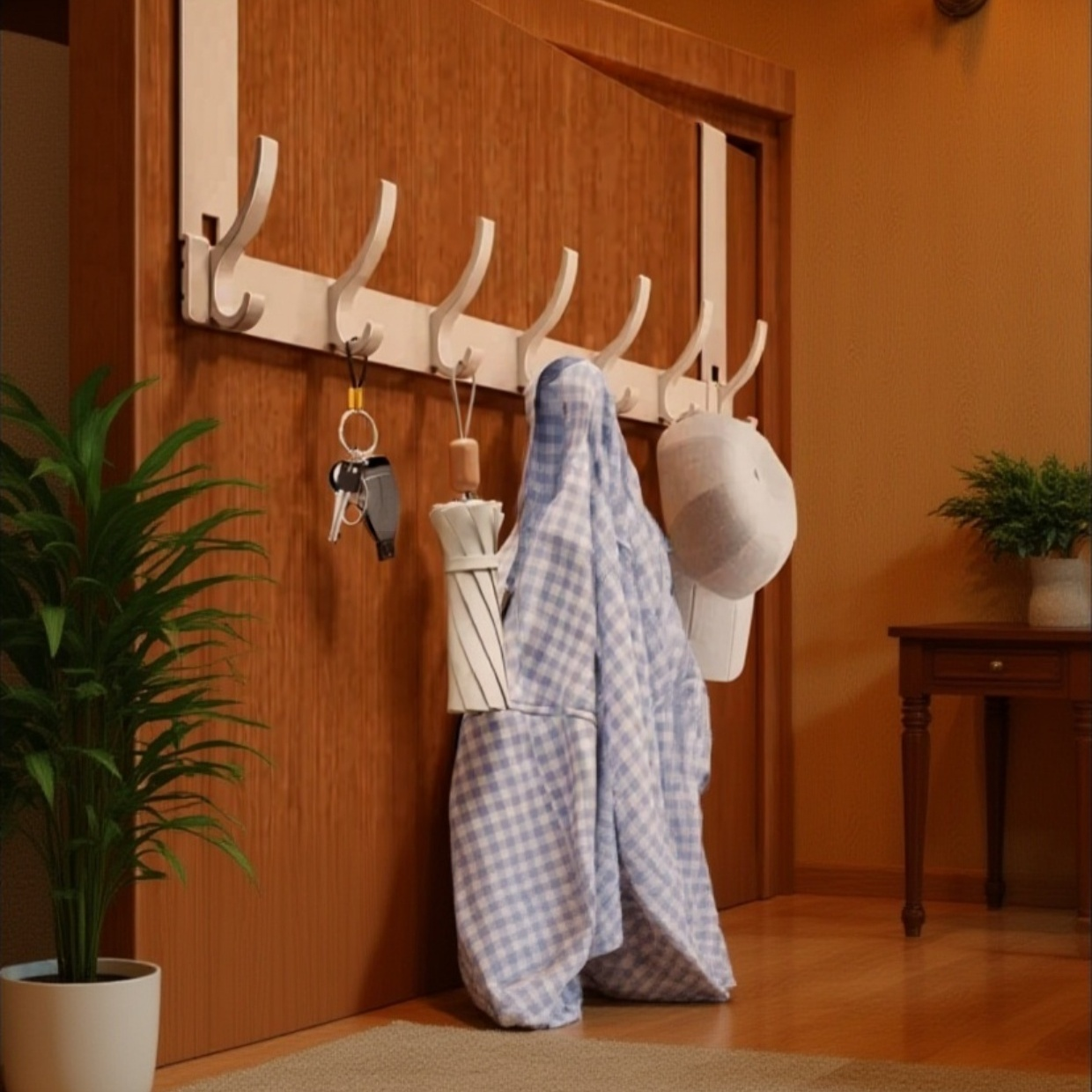 드릴이 필요 없는 매끄러운 이중 후크, 견고한 하중 지지 도어 후크