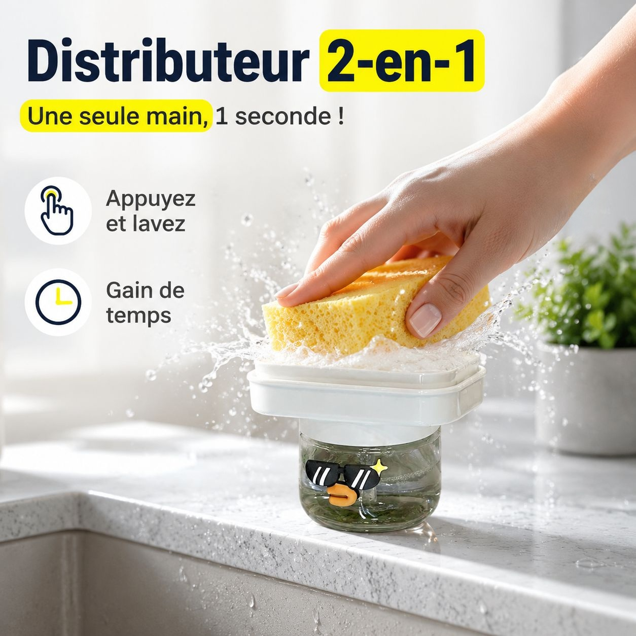 Bouteille de distribution de liquide vaisselle à pression pour usage domestique