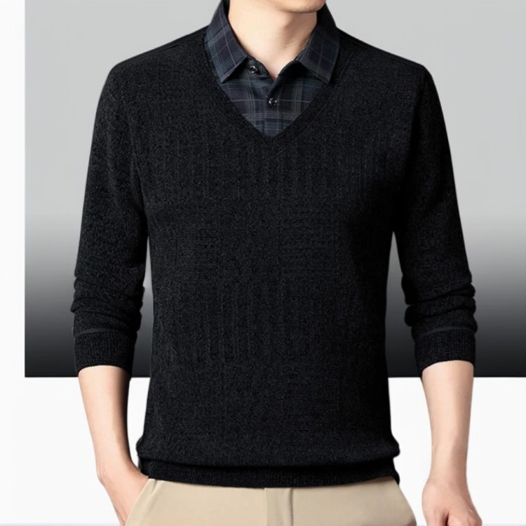 남성용 더블 칼라 스웨터 디자인