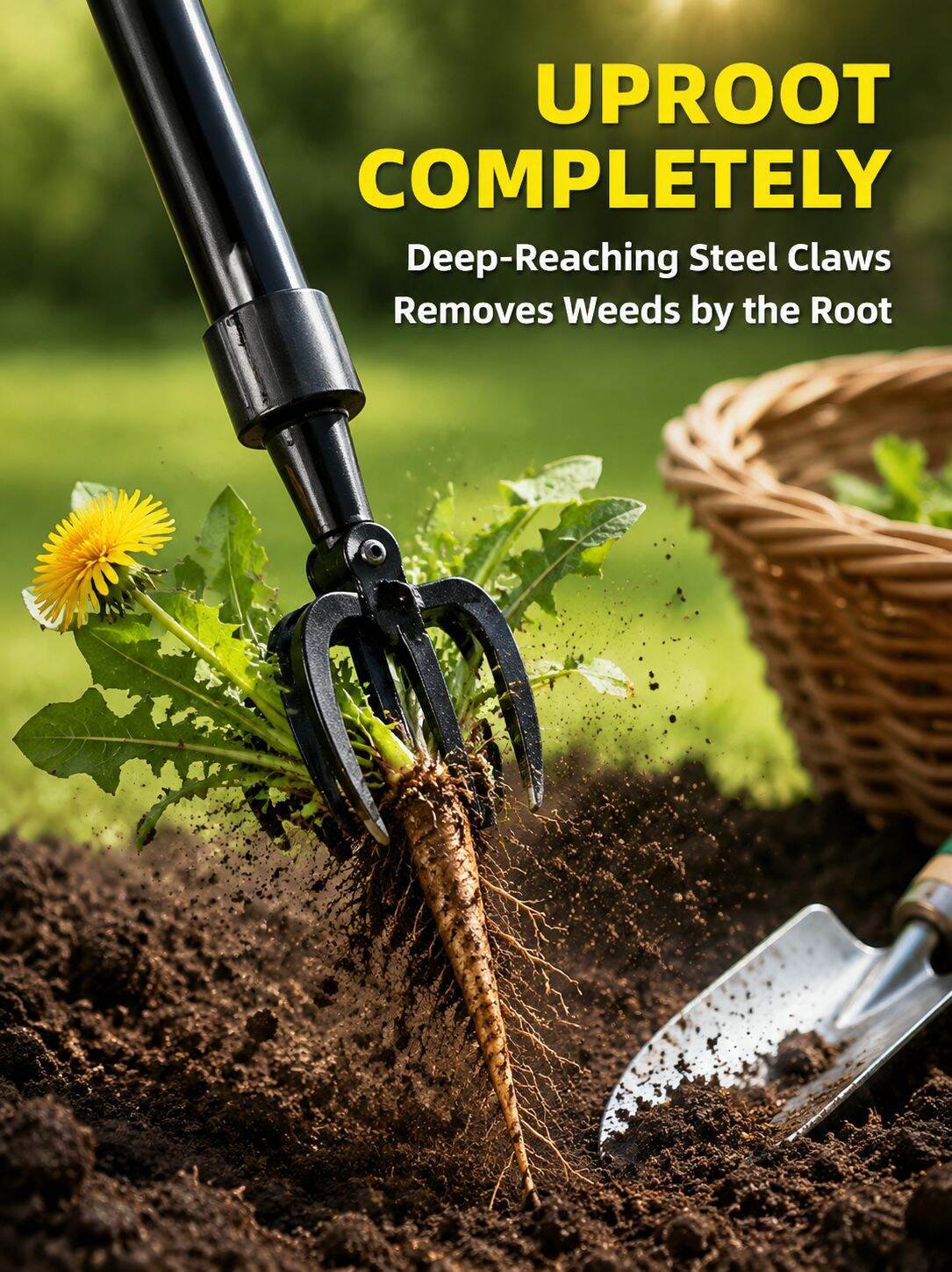 Standing Three-Section Weed Puller, Back-Saving Design