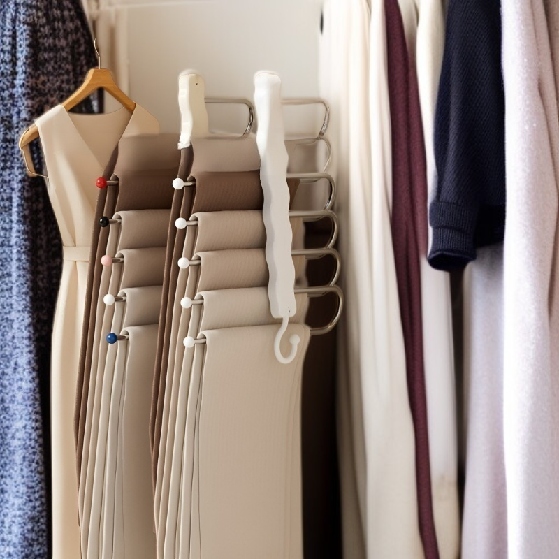 가정용 다용도 수납 행거 미끄럼 방지 접이식 바지걸이 매직 헴팬츠 집게 수납 행거 가정용 접이식 바지걸이