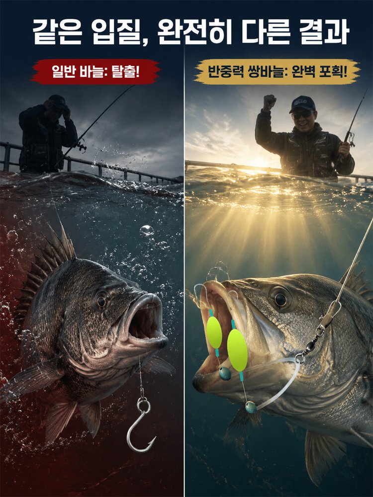 【바닥 걸림 작별, 효과적으로 입질률 상승】조절 필요 없는 바닥 방지 이중 바늘