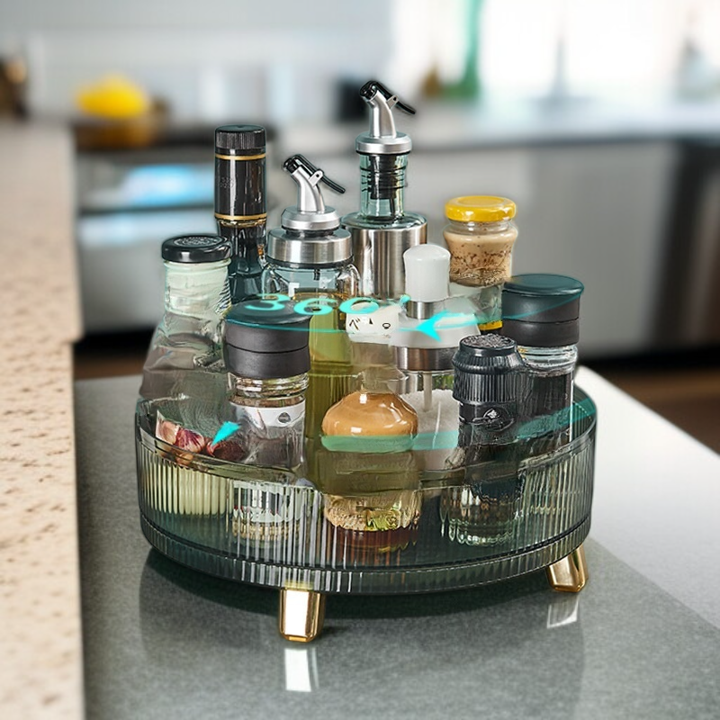 キッチン調味料収納回転ラック多用途棚