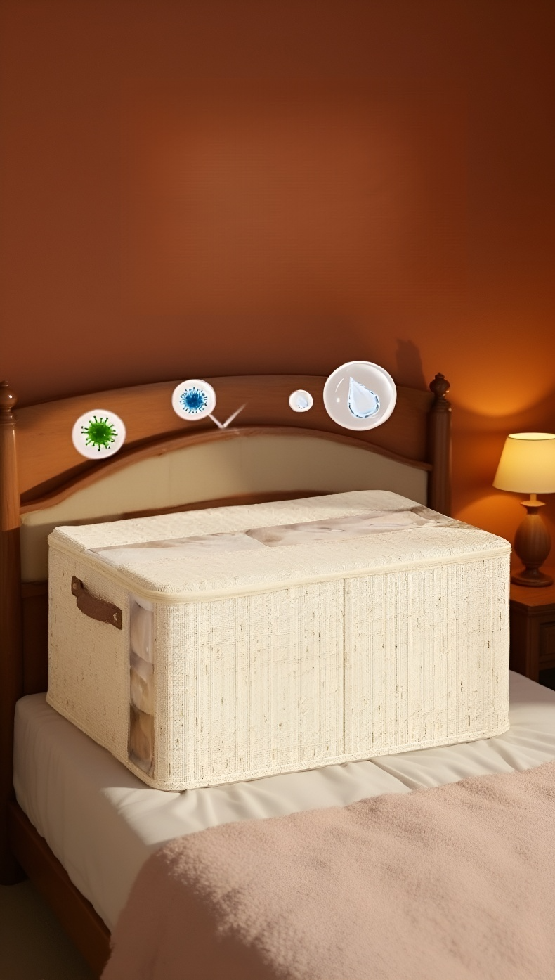 지퍼로 간편하게 여닫는 이불 보관함