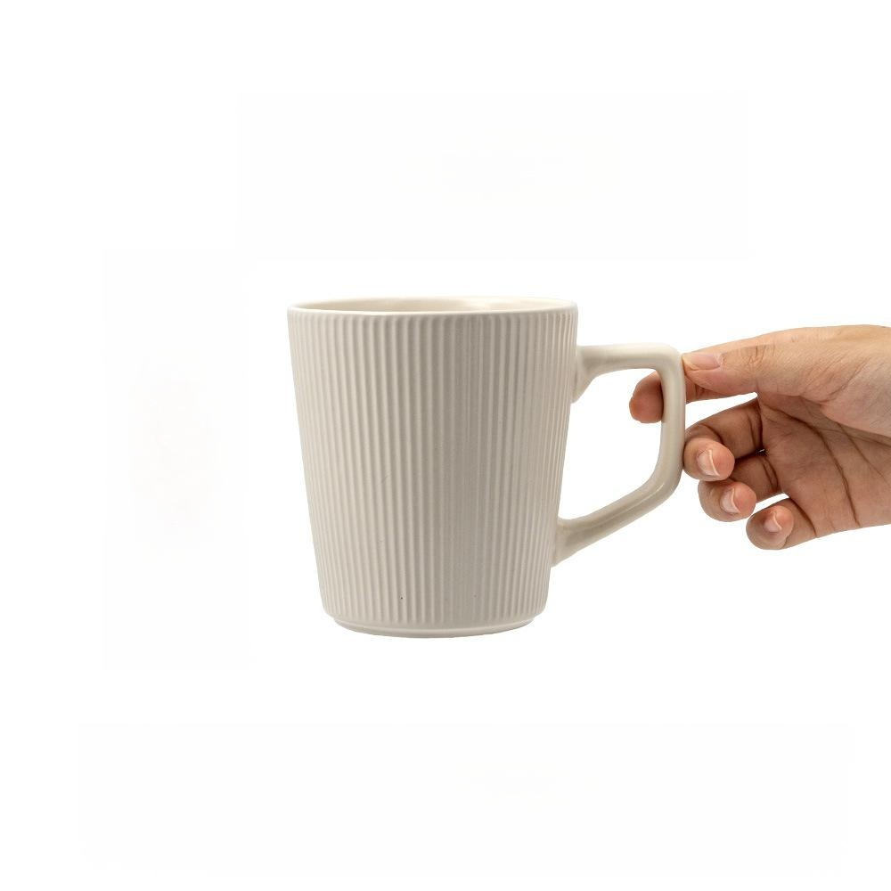 家庭用縦縞模様のセラミックカップ