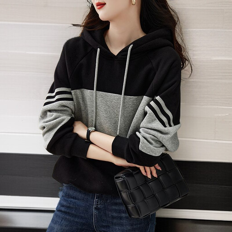 봄 여성 기질 후드 루즈 코트 풀오버 후드