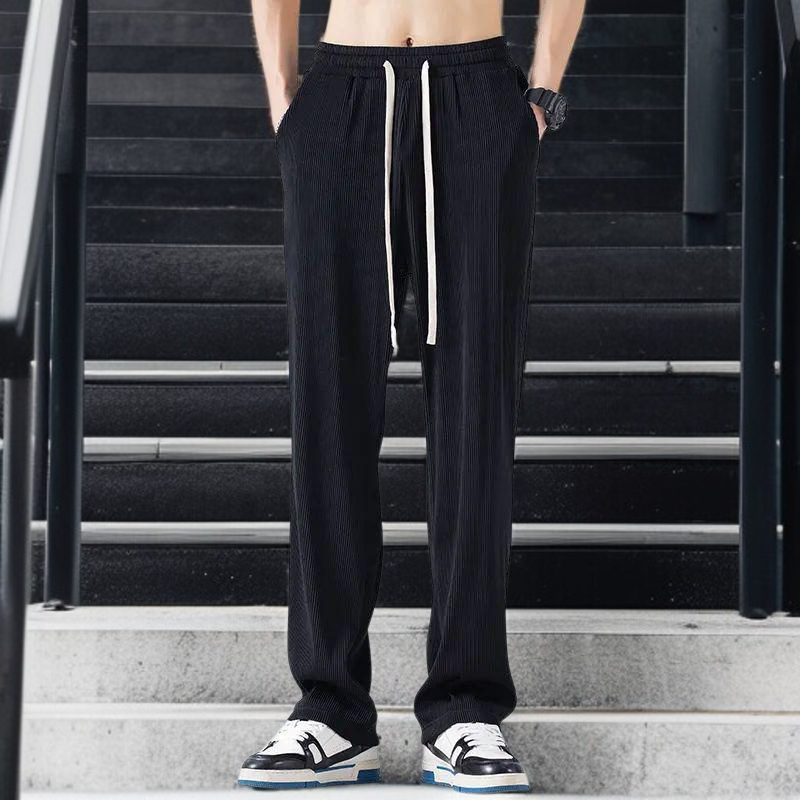 メンズ夏ワイドアイスシルクカジュアルパンツ