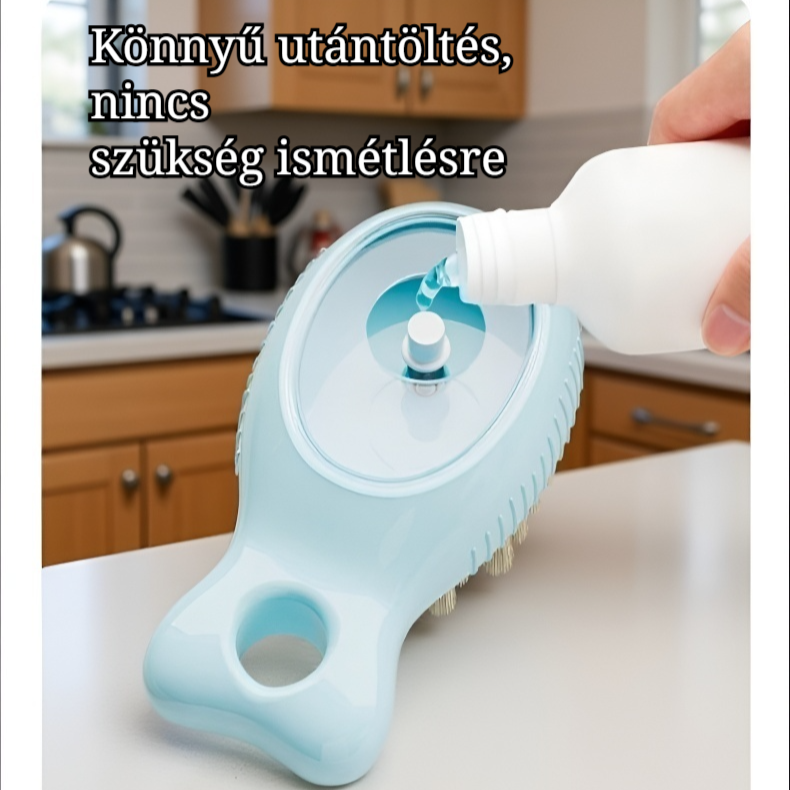 Kis hal alakú nyomós folyadékos konyhai tisztítókefe