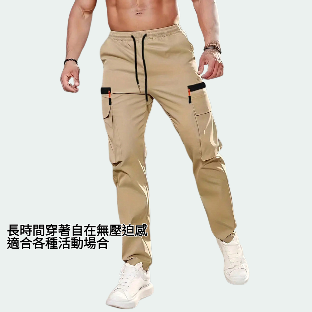 彈性腰帶直筒休閒褲 耐穿易搭 工作休閒兩用