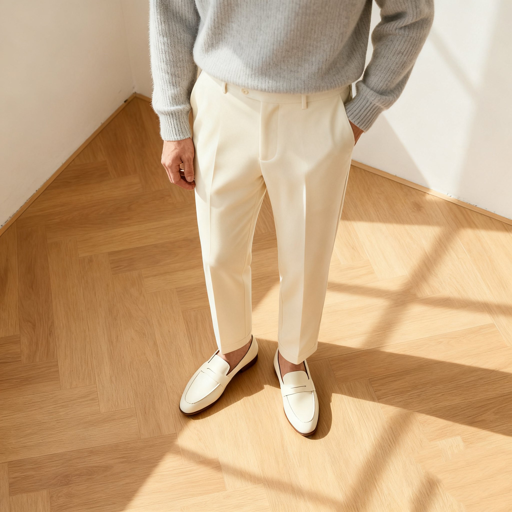 남성 신사 슬림핏 정장 바지 전체 이미지