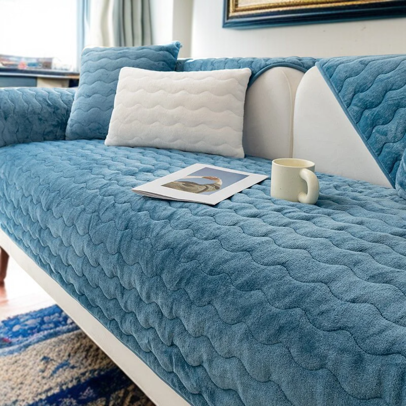 겨울 소파 커버 미끄럼 방지 두꺼운 보풀 대두 섬유 소파 커버 커버