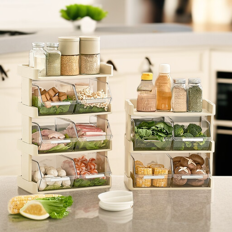 다용도 주방 수납 선반과 야채 트레이