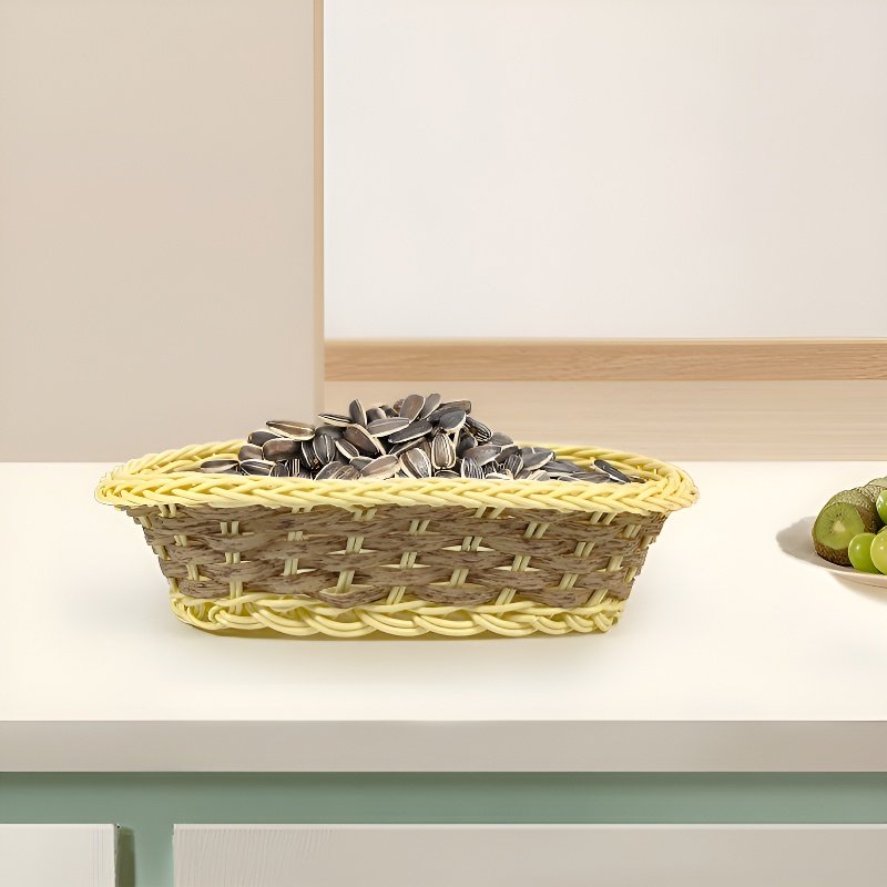 인조 라탄 리모컨 및 소형 물품 정리 바구니