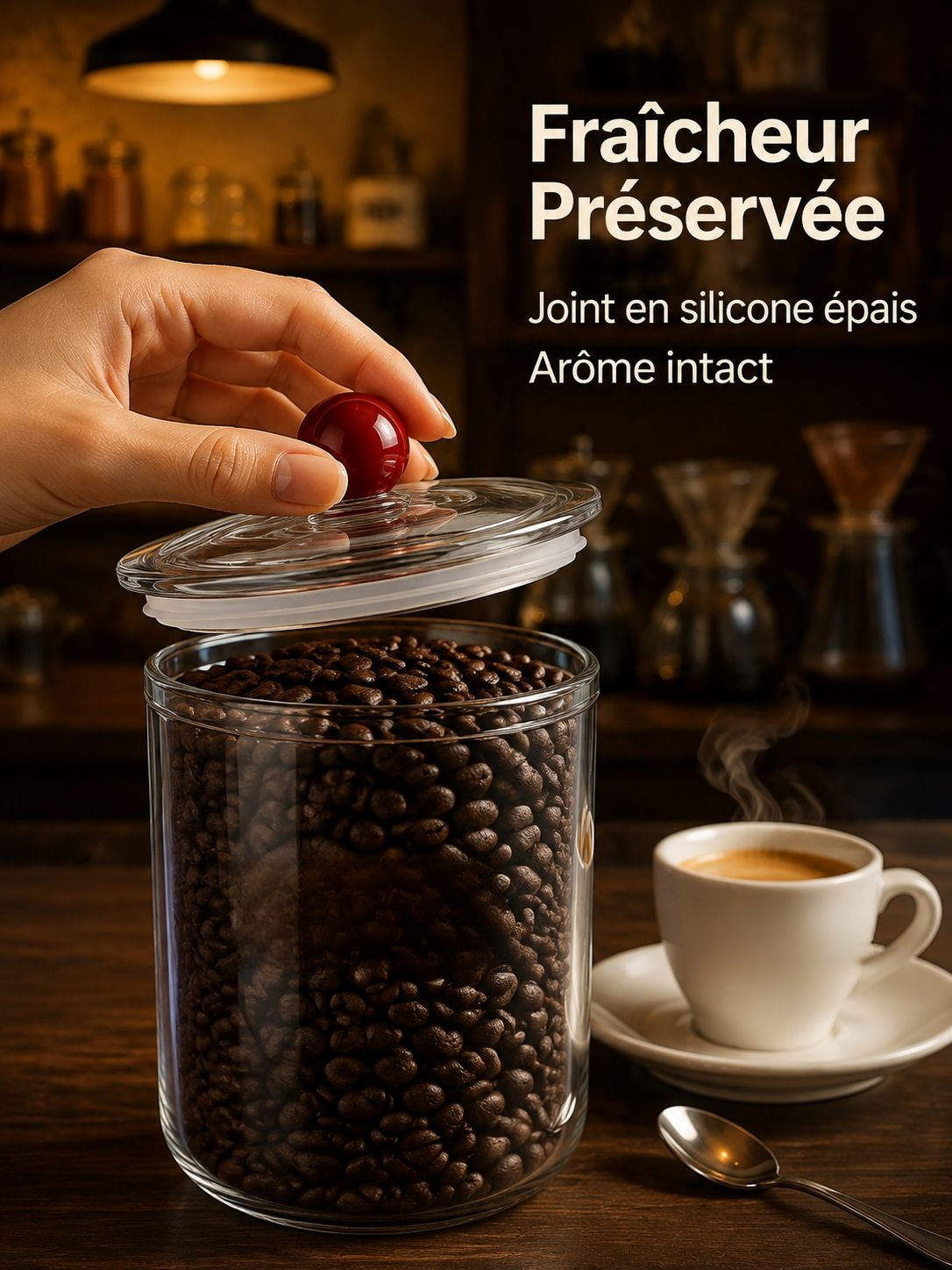 Bocal hermétique pour pâtes et café