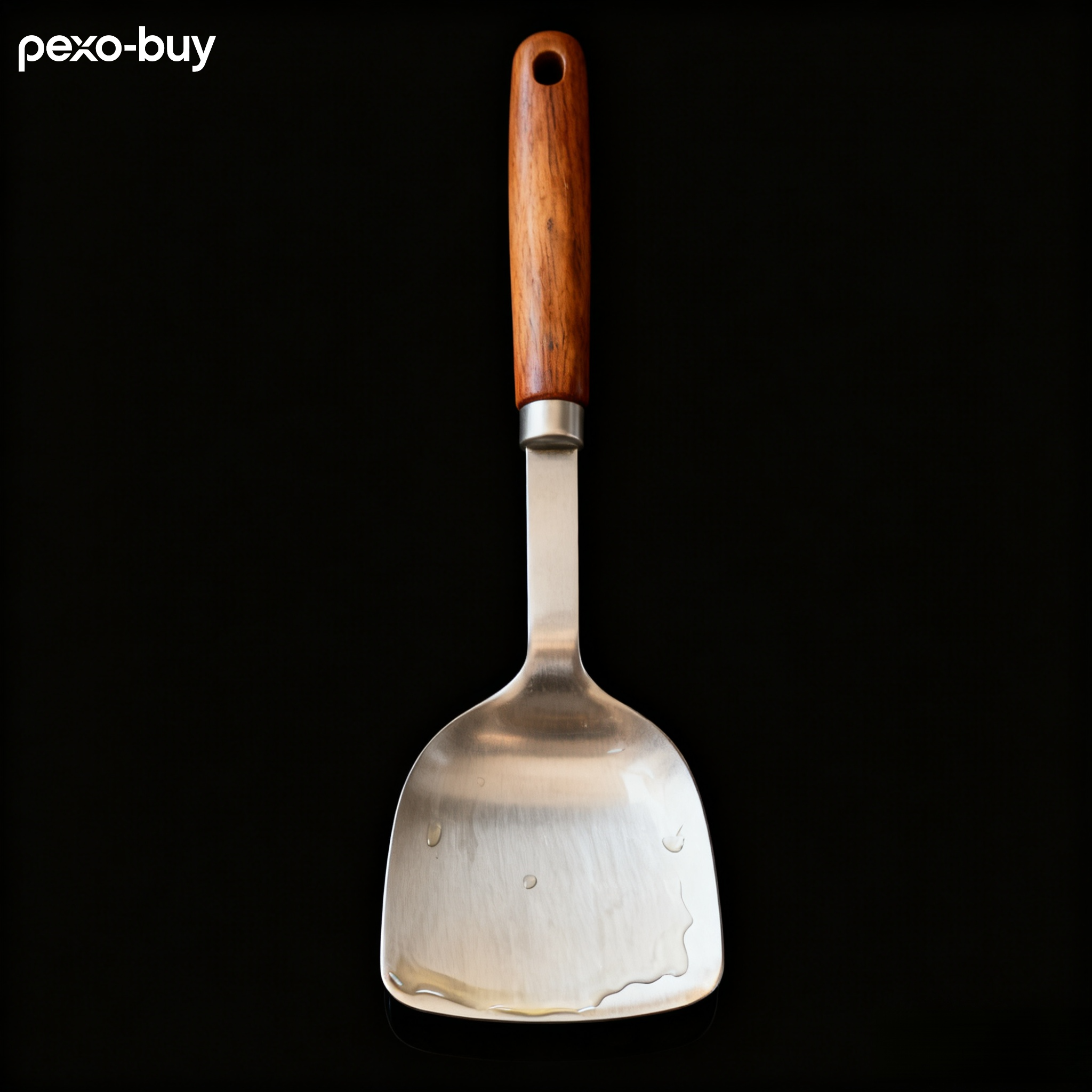 나무 손잡이가 달린 스테인리스 주걱 (3개)