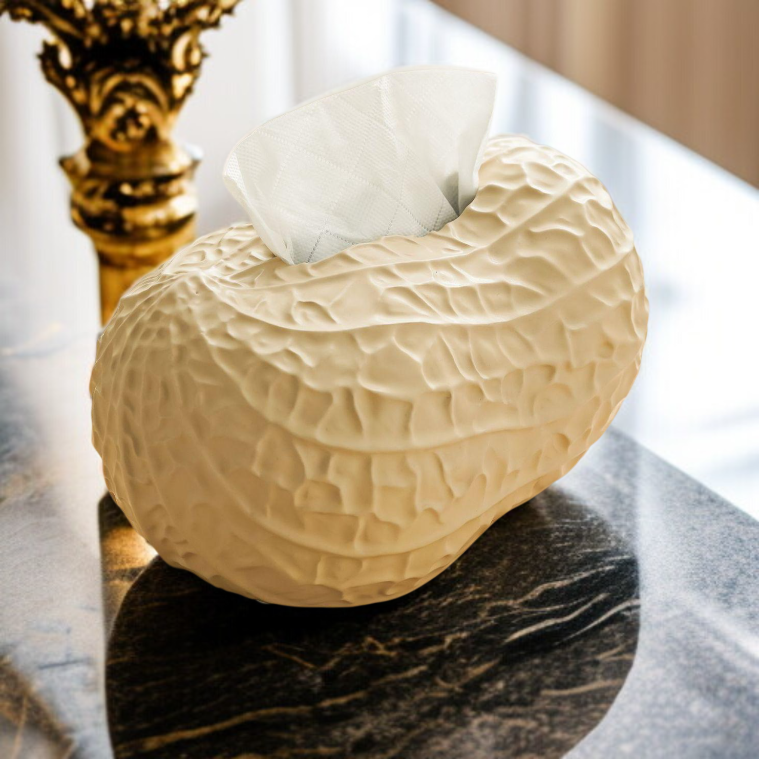 High-End Light Luxury Peanut Shaped Ceramic Tissue Box