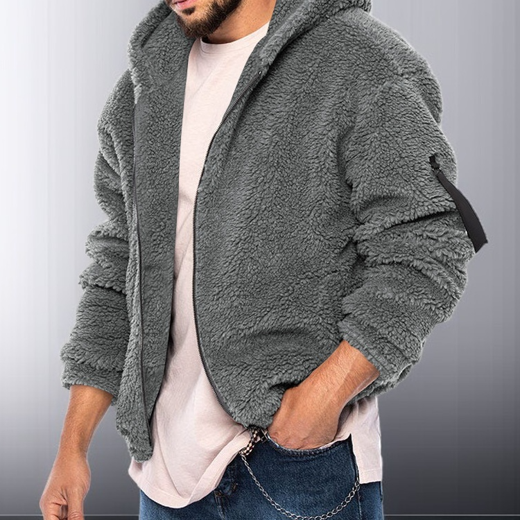 모던한 남성 후드 모직 코트 뒷모습