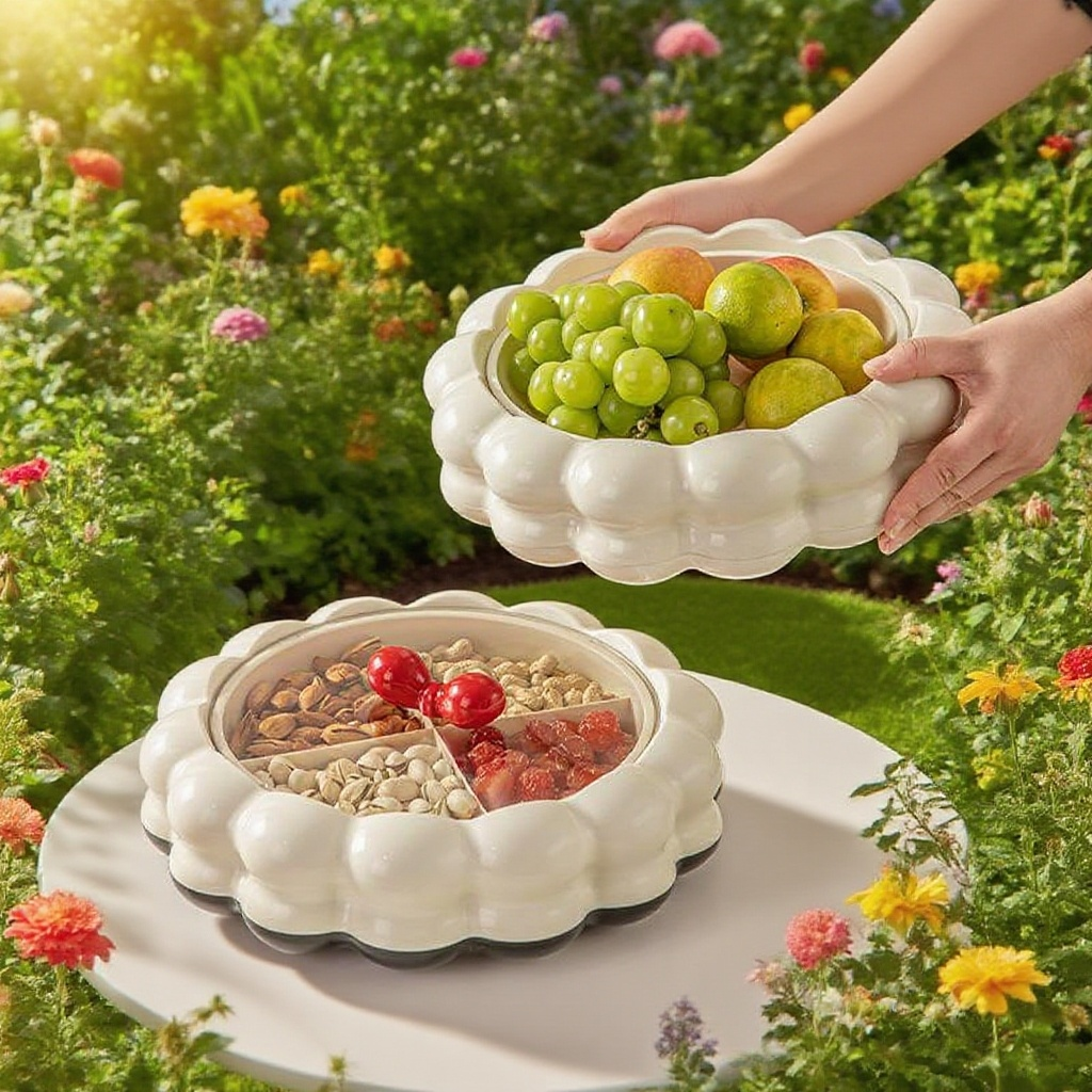 크림풍 분격대 뚜껑 말린 과일 과자 쟁반