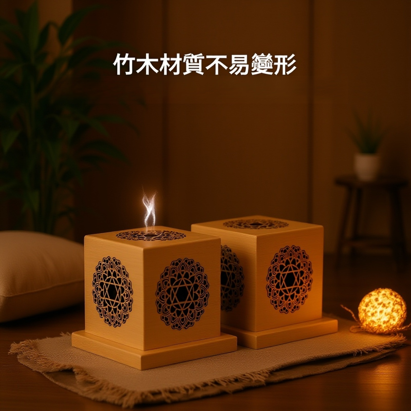 天然竹木檀香盒細節特寫