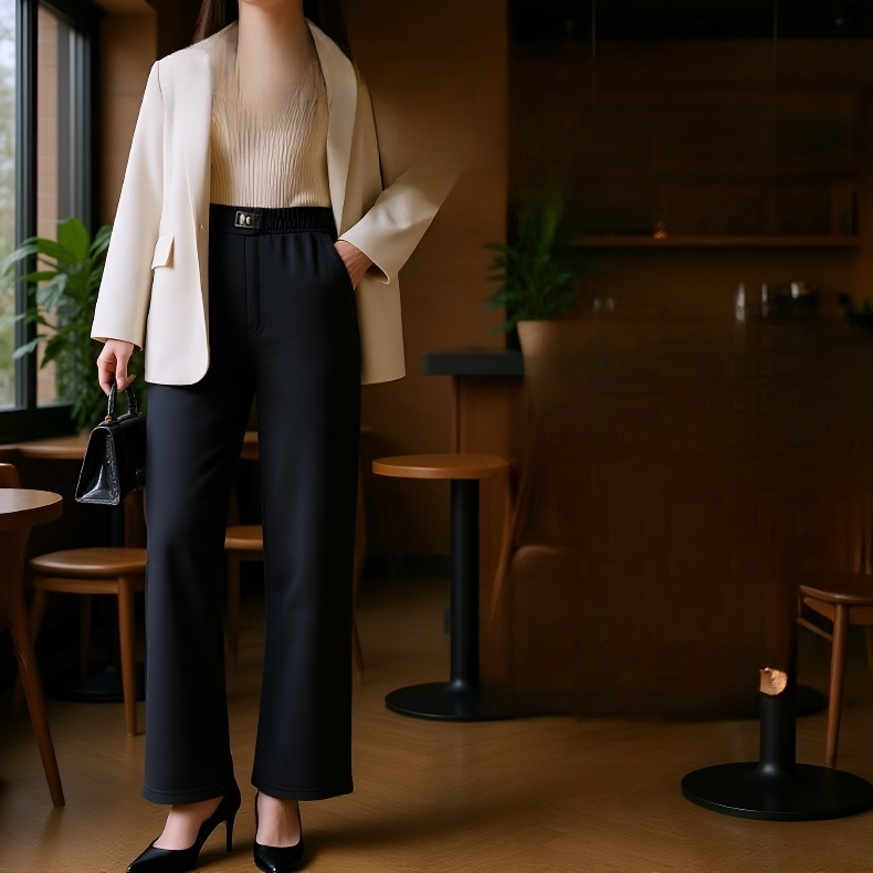 여성 캐주얼 패션 기모 도톰 와이드 팬츠 쉬넬 캐주얼 팬츠 추동 기모 와이드 팬츠 코듀로이 캐주얼 팬츠