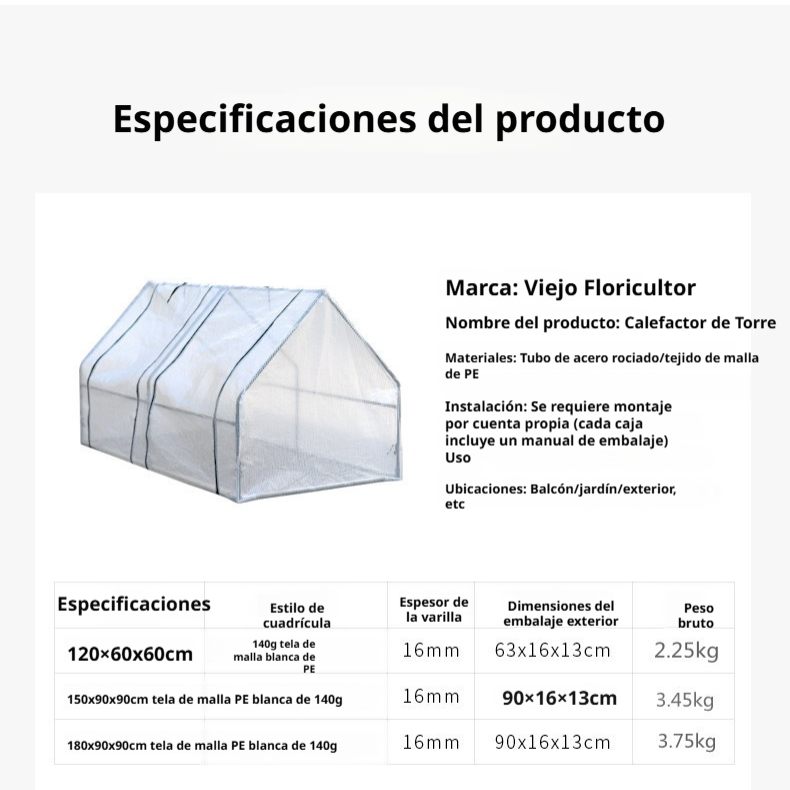 Invernadero doméstico a prueba de heladas para balcón, patio y jardín