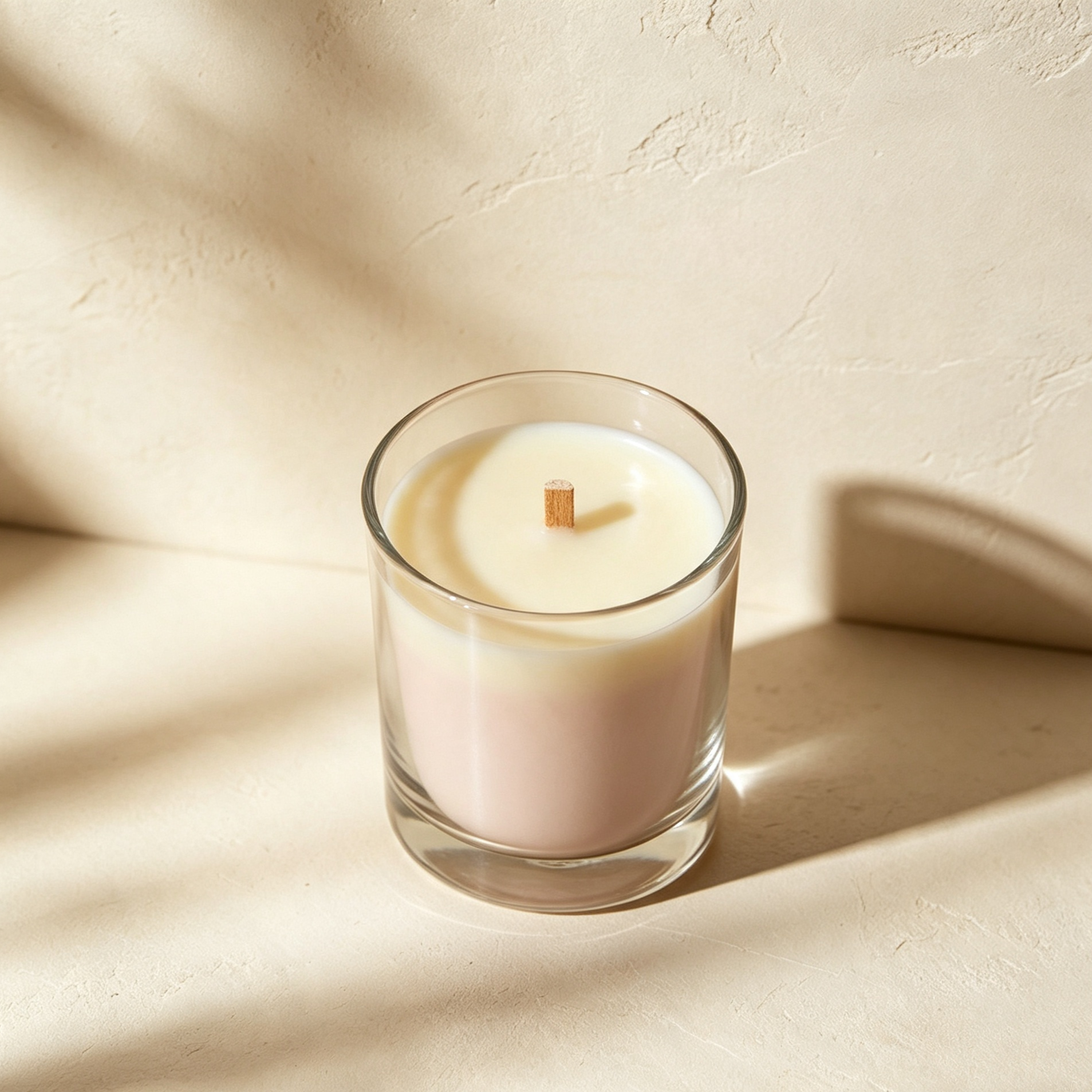 Home decor arrangement with three glass cup candles