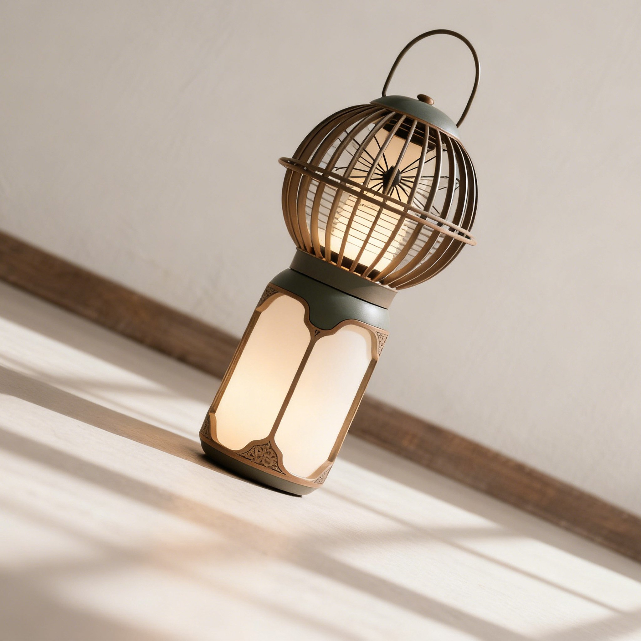 현대적인 거실에 배치된 새장 디자인 스탠드