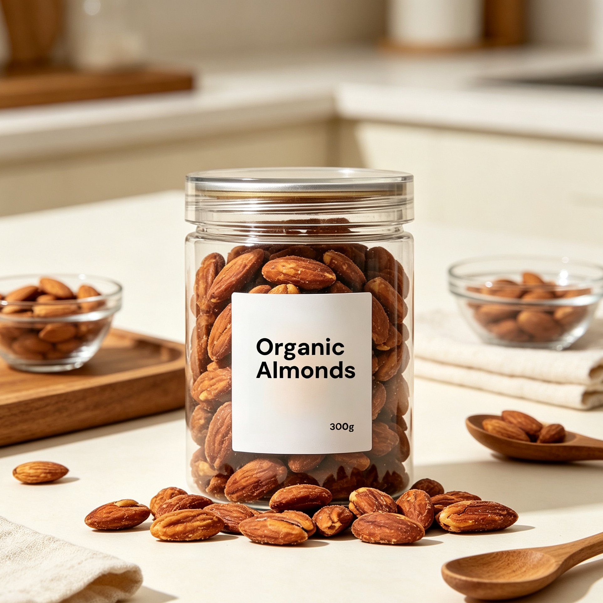 Bowl of fresh organic almonds