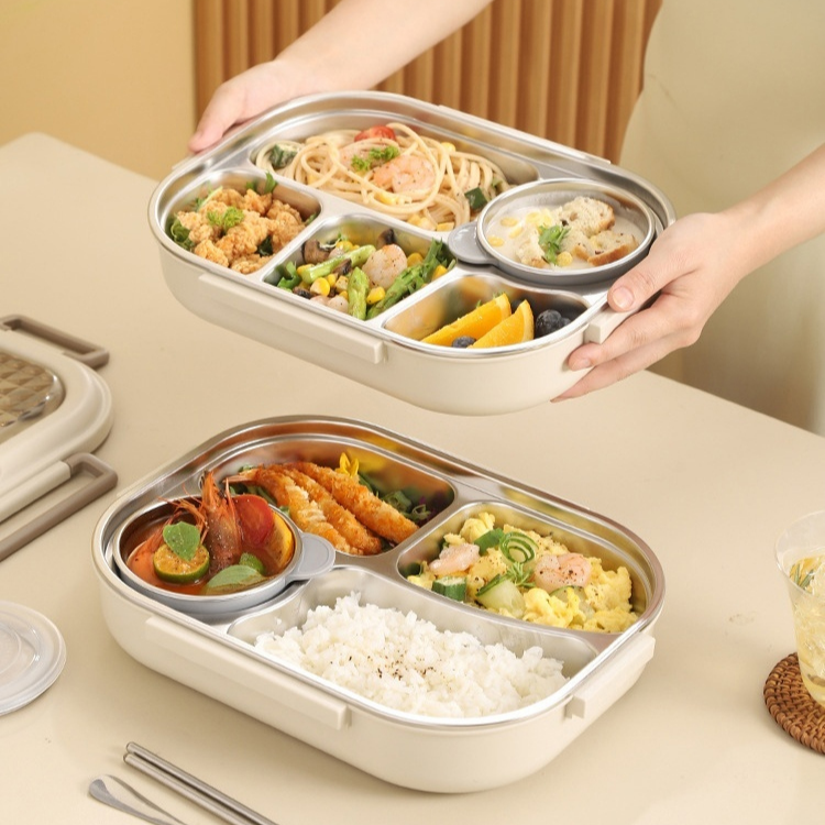 Moderne 304 Edelstahl Lunchbox mit 5 Fächern und Isolierung