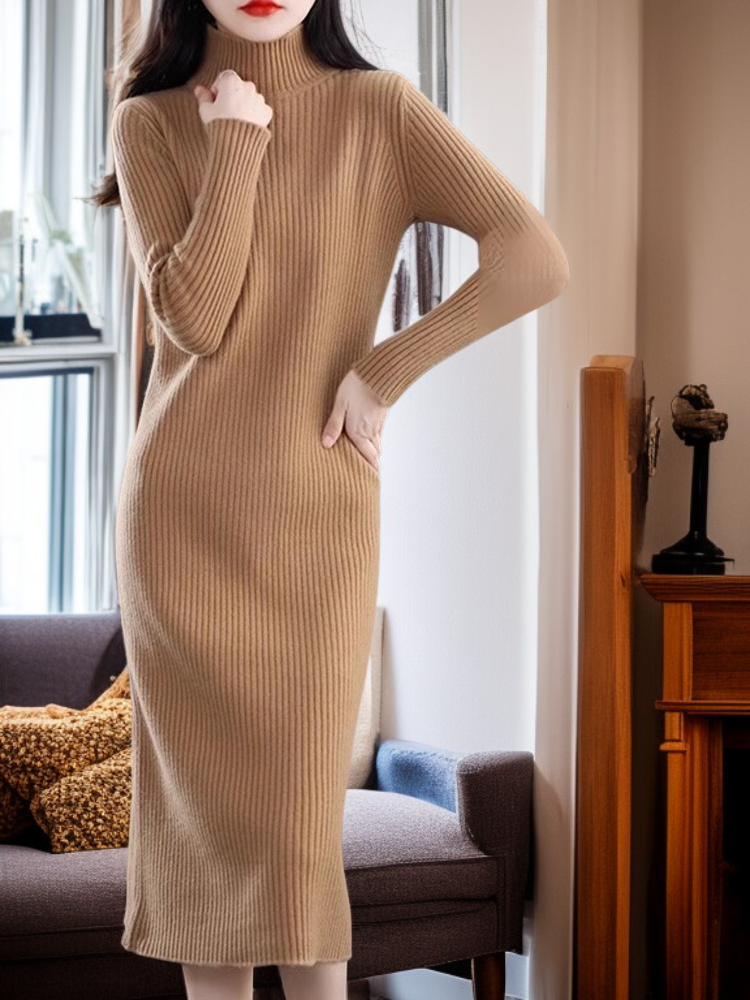 오버 무릎 이너 니트 원피스 가을 겨울 나른한 바람 롱 니트 이너 반폴라 원피스