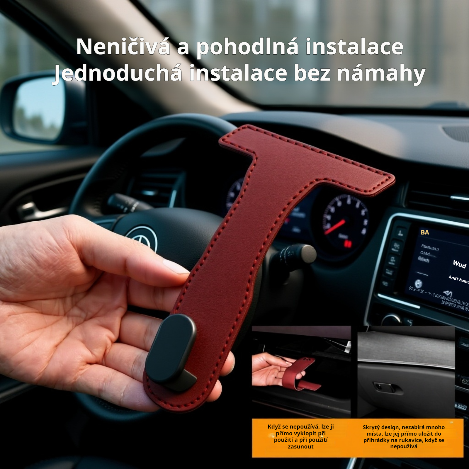 Háčky do auta na kabelky a nákupní tašky