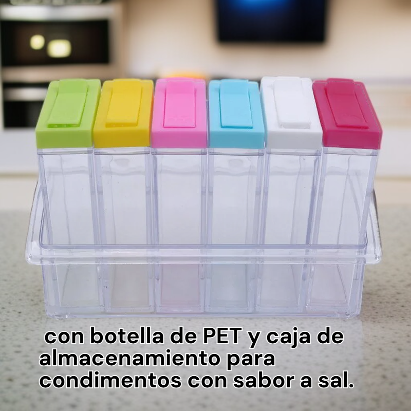Juego de 6 especieros transparentes simples para cocina