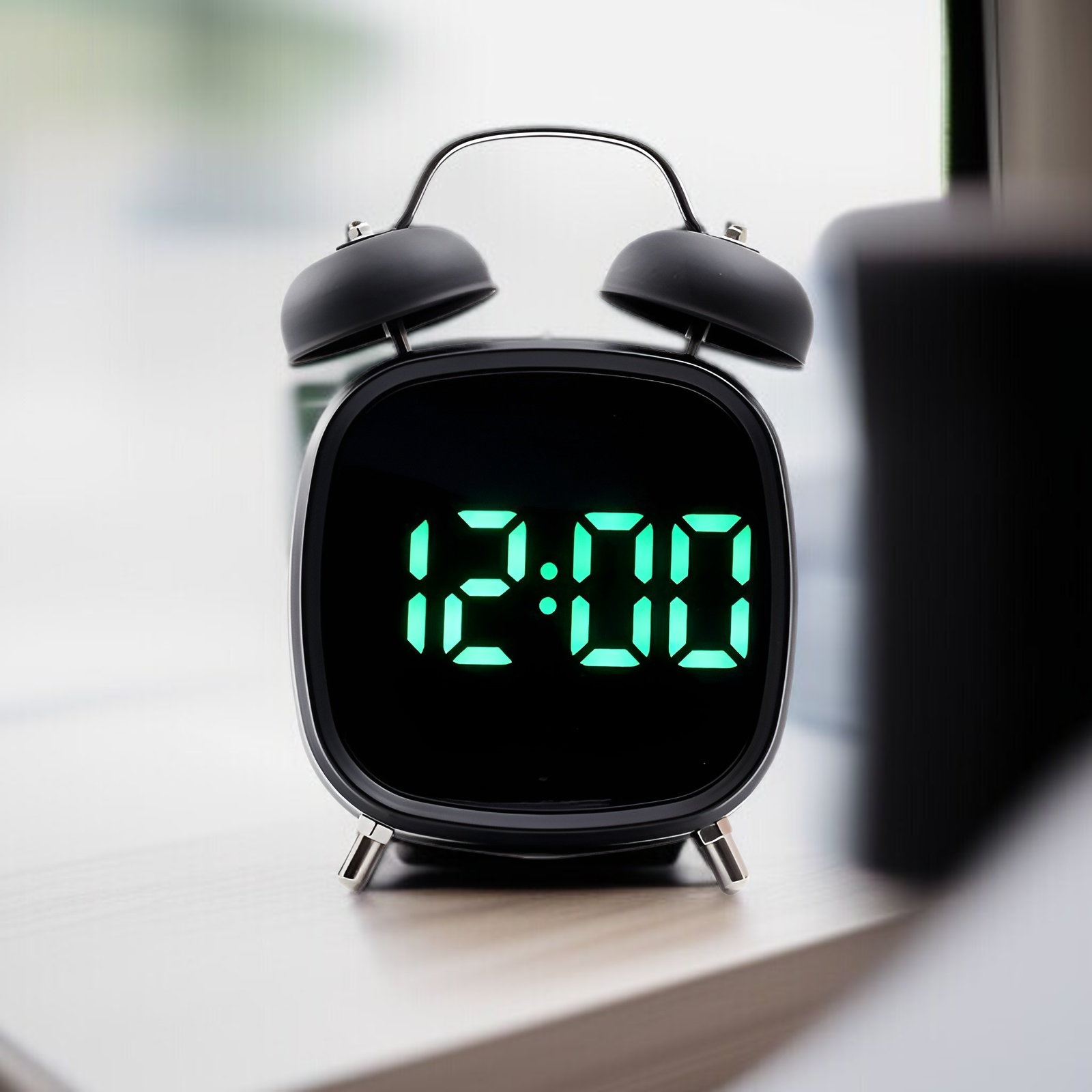 Creative high volume metal strong bell clock LED clock difficult to get up multifunctional clock