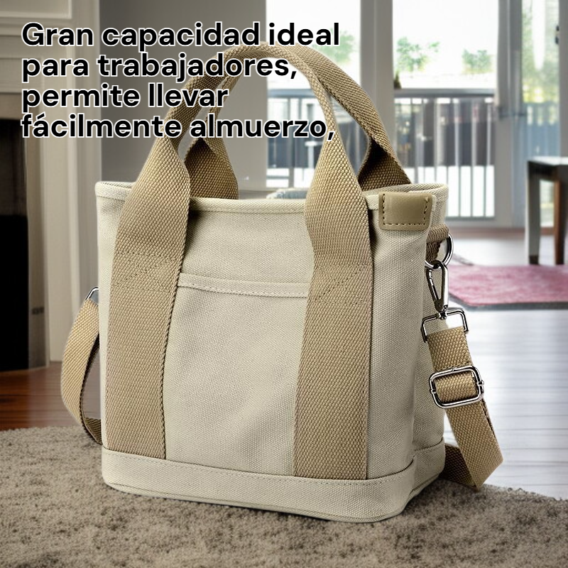 Bolsa de almuerzo de lona multifuncional, bolso de hombro para oficina, bolso tote elegante