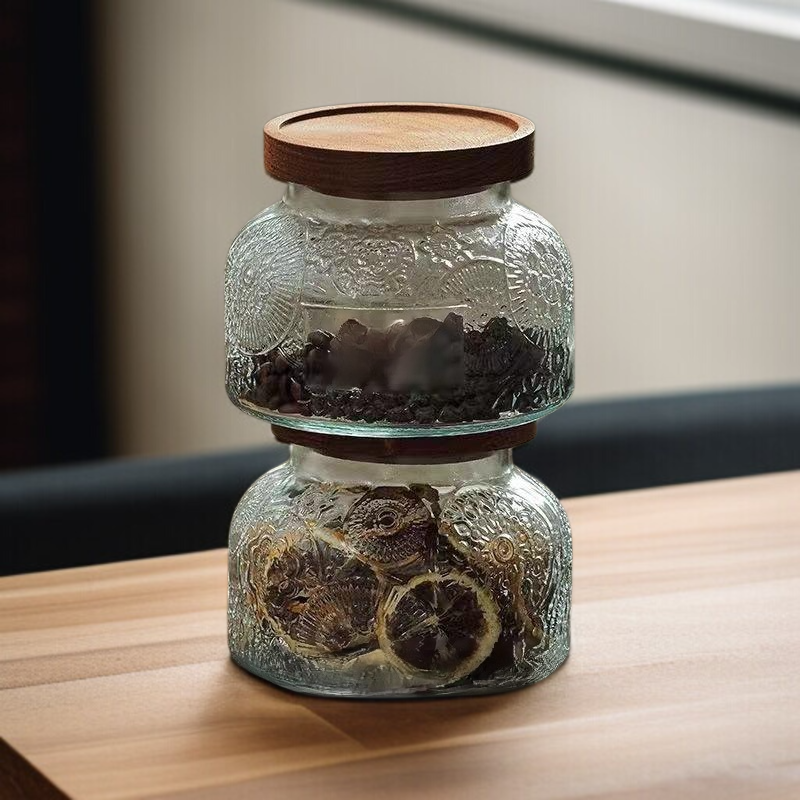 レトロガラス密封収納缶