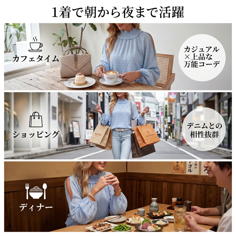 秋冬ケイハイネックジャカード長袖トップス