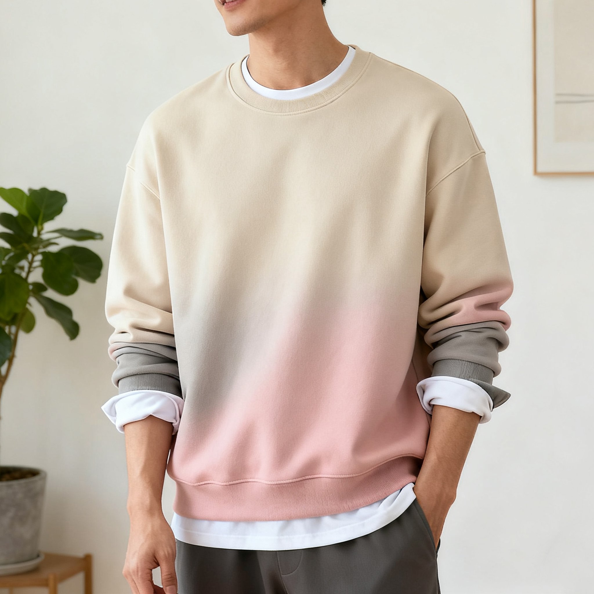  남성용 그라데이션 소프트 컬러 편안한 맨투맨