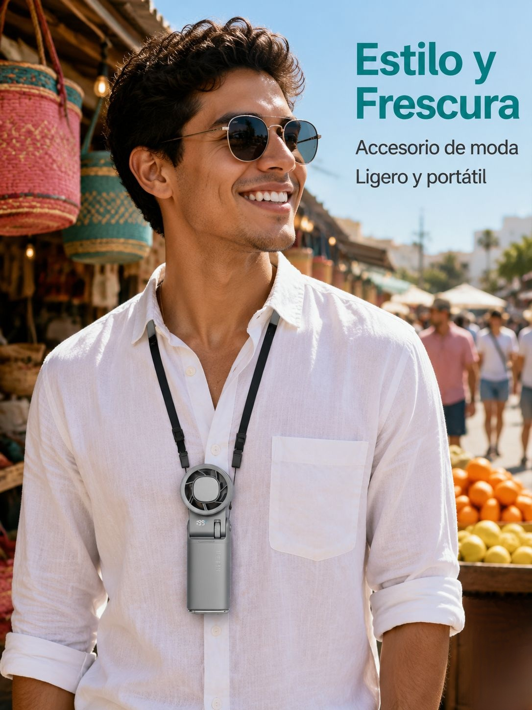 Ventilador portátil mini aire acondicionado plegable para colgar en el cuello súper potente