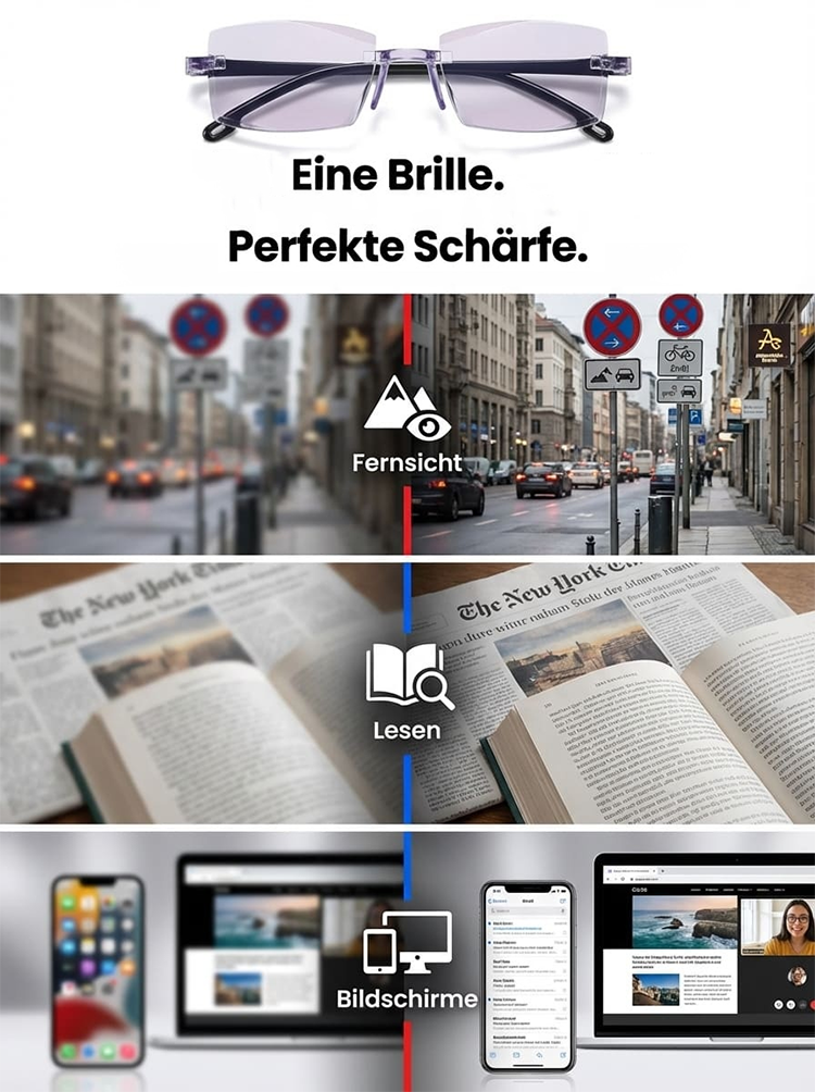 【 Kein Sehtest nötig】Leichte farbveränderte Lesebrille